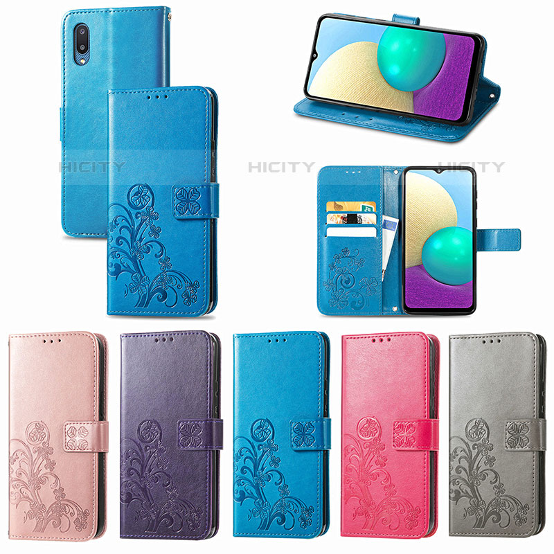 Coque Portefeuille Fleurs Livre Cuir Etui Clapet pour Samsung Galaxy M02 Plus