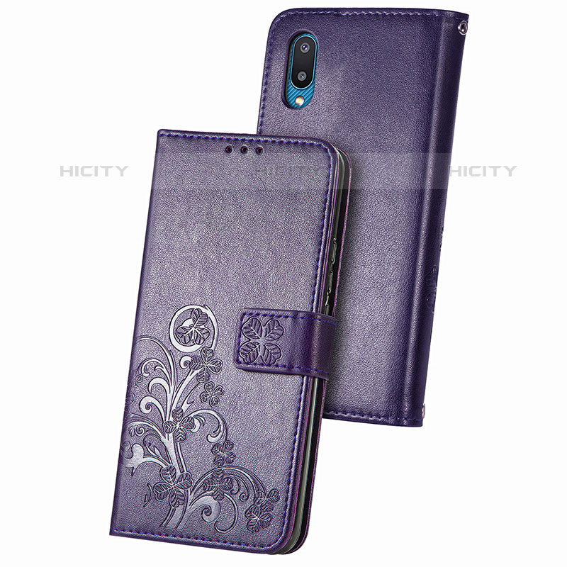 Coque Portefeuille Fleurs Livre Cuir Etui Clapet pour Samsung Galaxy M02 Plus