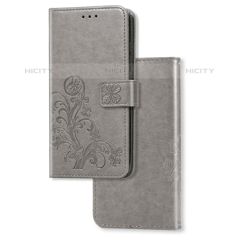 Coque Portefeuille Fleurs Livre Cuir Etui Clapet pour Samsung Galaxy M02s Gris Plus