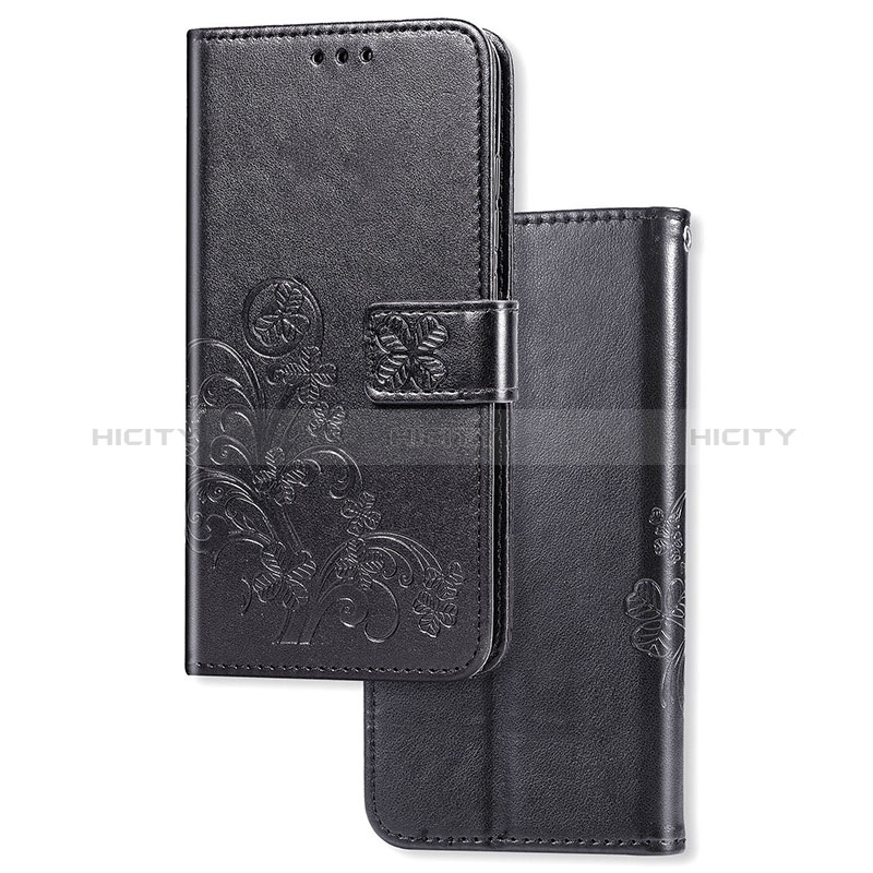 Coque Portefeuille Fleurs Livre Cuir Etui Clapet pour Samsung Galaxy M10S Noir Plus