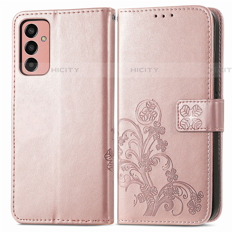 Coque Portefeuille Fleurs Livre Cuir Etui Clapet pour Samsung Galaxy M13 4G Rose Plus