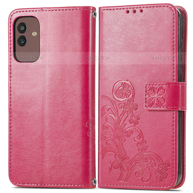 Coque Portefeuille Fleurs Livre Cuir Etui Clapet pour Samsung Galaxy M13 5G Rouge Plus