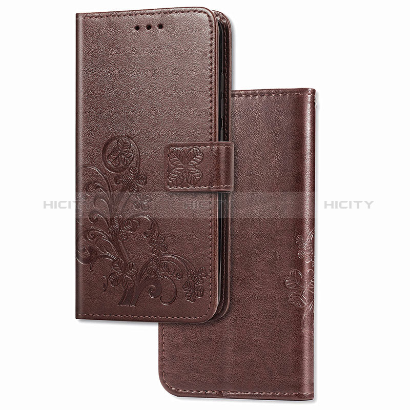 Coque Portefeuille Fleurs Livre Cuir Etui Clapet pour Samsung Galaxy M21 Marron Plus