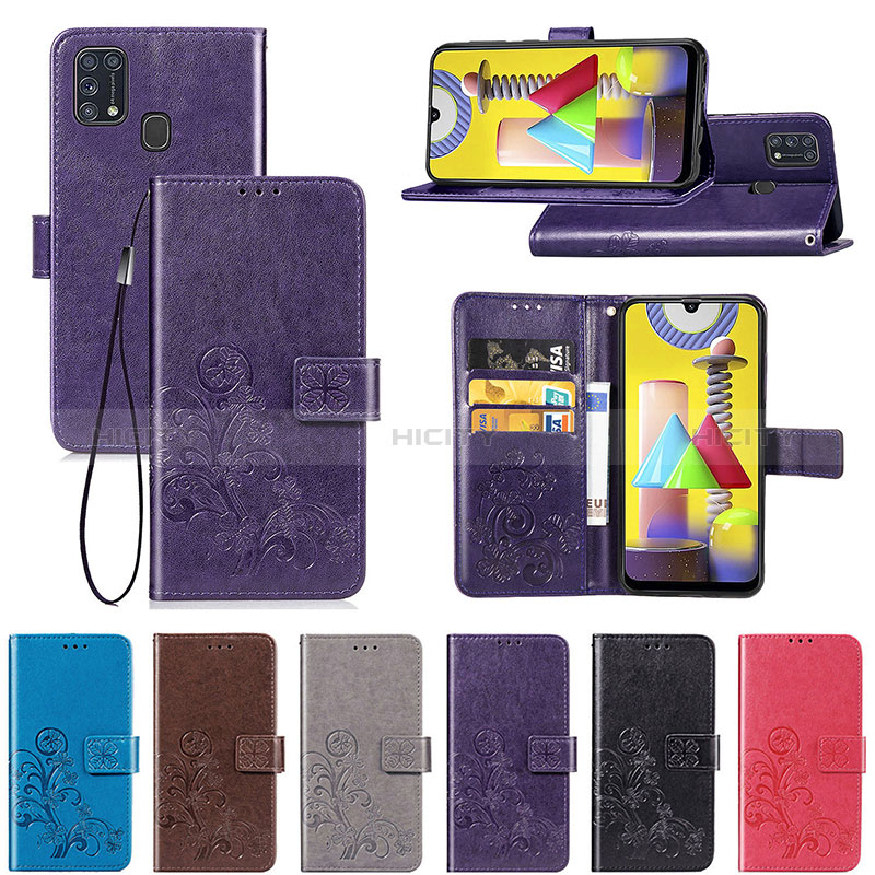 Coque Portefeuille Fleurs Livre Cuir Etui Clapet pour Samsung Galaxy M31 Plus