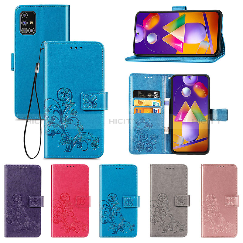 Coque Portefeuille Fleurs Livre Cuir Etui Clapet pour Samsung Galaxy M31s Plus