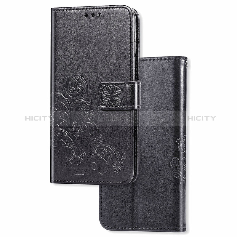 Coque Portefeuille Fleurs Livre Cuir Etui Clapet pour Samsung Galaxy Note 10 Lite Noir Plus