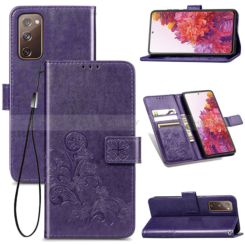 Coque Portefeuille Fleurs Livre Cuir Etui Clapet pour Samsung Galaxy S20 FE 5G Plus