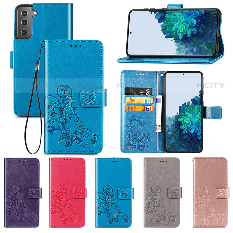 Coque Portefeuille Fleurs Livre Cuir Etui Clapet pour Samsung Galaxy S21 FE 5G Plus