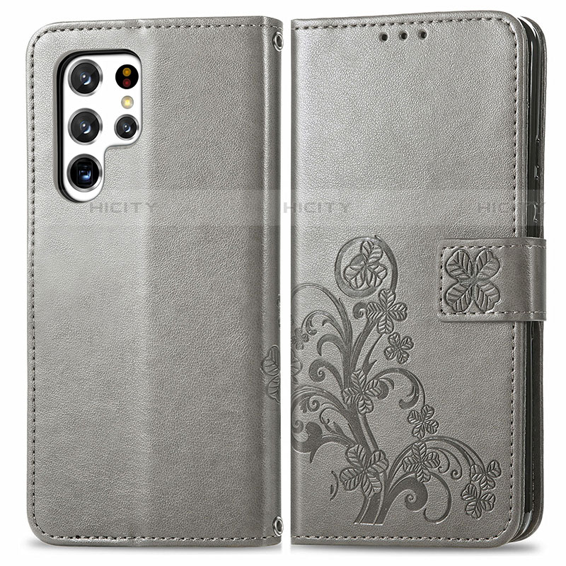 Coque Portefeuille Fleurs Livre Cuir Etui Clapet pour Samsung Galaxy S21 Ultra 5G Plus