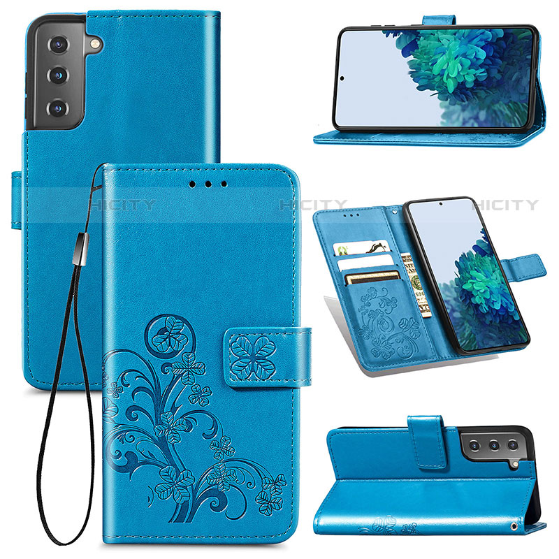 Coque Portefeuille Fleurs Livre Cuir Etui Clapet pour Samsung Galaxy S22 5G Plus