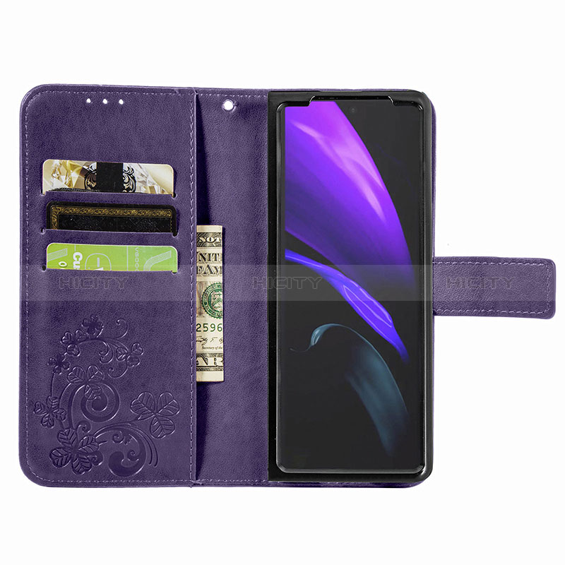 Coque Portefeuille Fleurs Livre Cuir Etui Clapet pour Samsung Galaxy Z Fold2 5G Plus