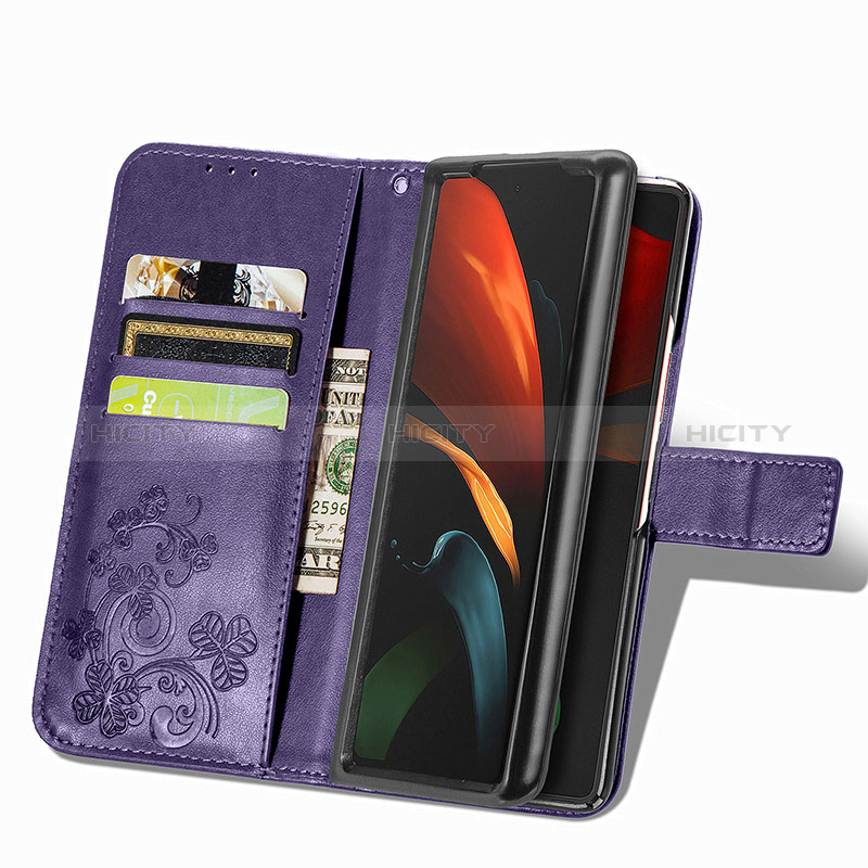 Coque Portefeuille Fleurs Livre Cuir Etui Clapet pour Samsung Galaxy Z Fold3 5G Plus