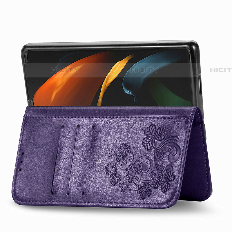 Coque Portefeuille Fleurs Livre Cuir Etui Clapet pour Samsung Galaxy Z Fold4 5G Plus