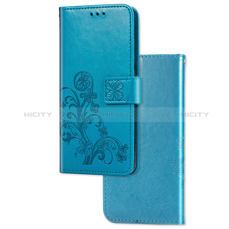 Coque Portefeuille Fleurs Livre Cuir Etui Clapet pour Sony Xperia 1 Bleu Plus