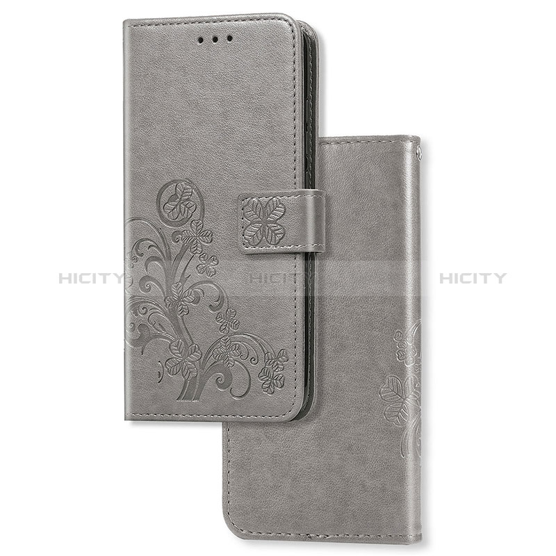 Coque Portefeuille Fleurs Livre Cuir Etui Clapet pour Sony Xperia 1 II Gris Plus