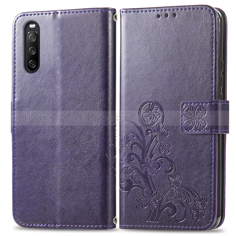 Coque Portefeuille Fleurs Livre Cuir Etui Clapet pour Sony Xperia 10 III SOG04 Plus