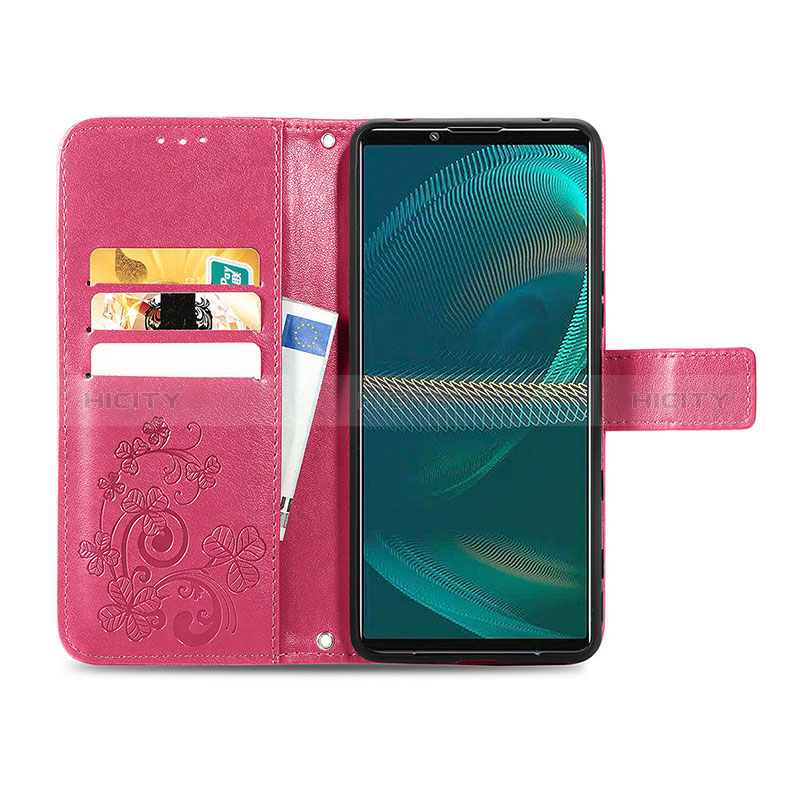 Coque Portefeuille Fleurs Livre Cuir Etui Clapet pour Sony Xperia 5 IV Plus