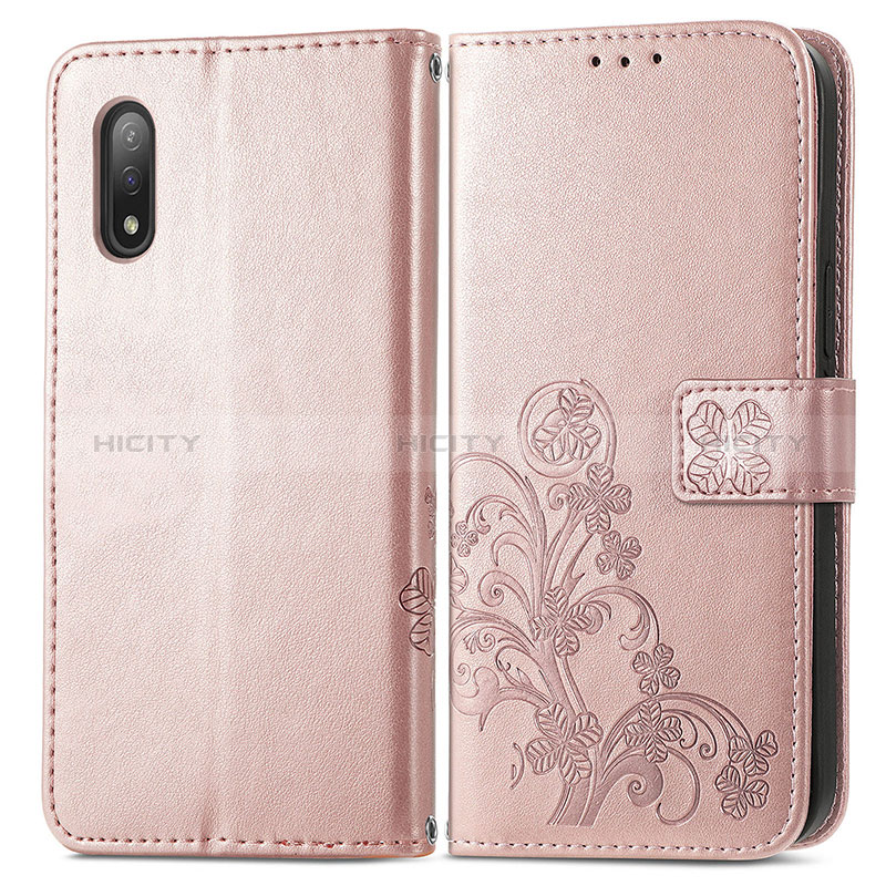 Coque Portefeuille Fleurs Livre Cuir Etui Clapet pour Sony Xperia Ace II Rose Plus