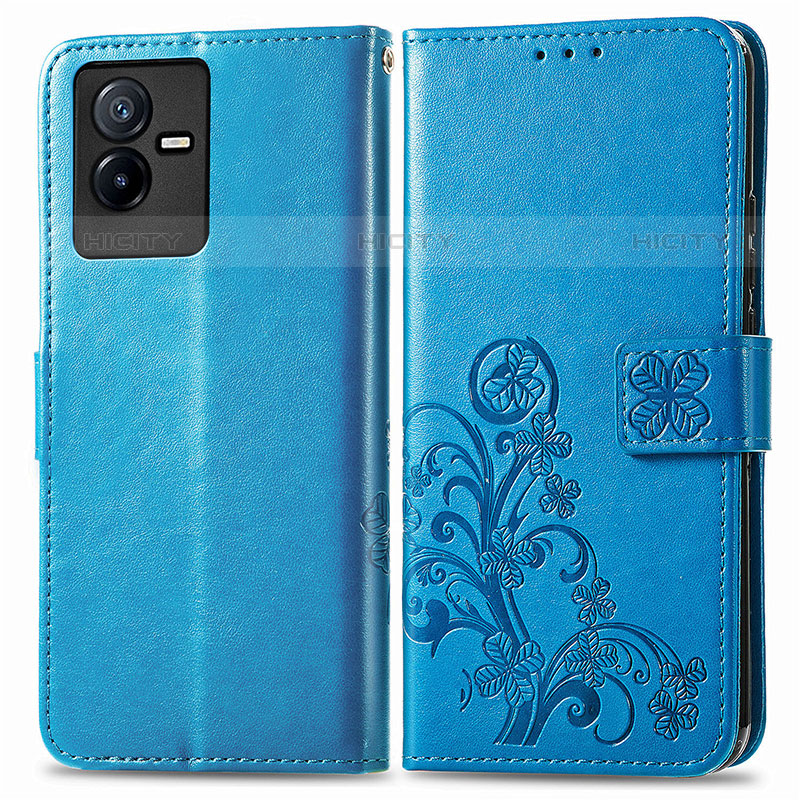 Coque Portefeuille Fleurs Livre Cuir Etui Clapet pour Vivo iQOO Z6x Plus