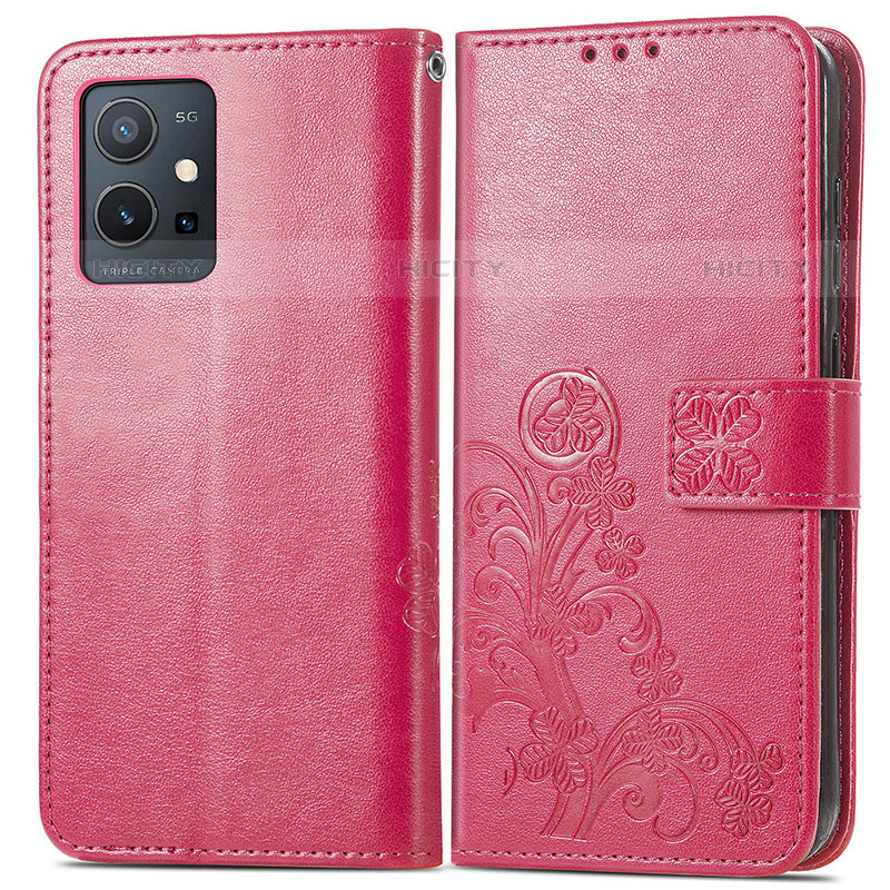 Coque Portefeuille Fleurs Livre Cuir Etui Clapet pour Vivo T1 5G India Plus