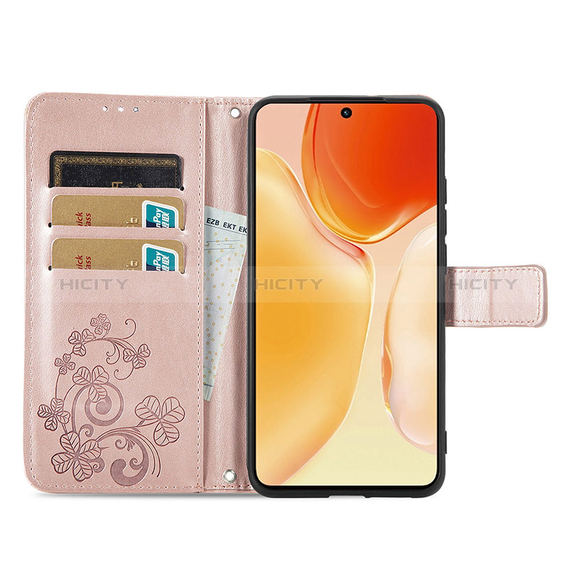 Coque Portefeuille Fleurs Livre Cuir Etui Clapet pour Vivo X70 5G Plus