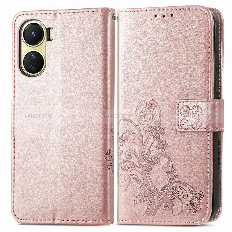 Coque Portefeuille Fleurs Livre Cuir Etui Clapet pour Vivo Y02S Plus