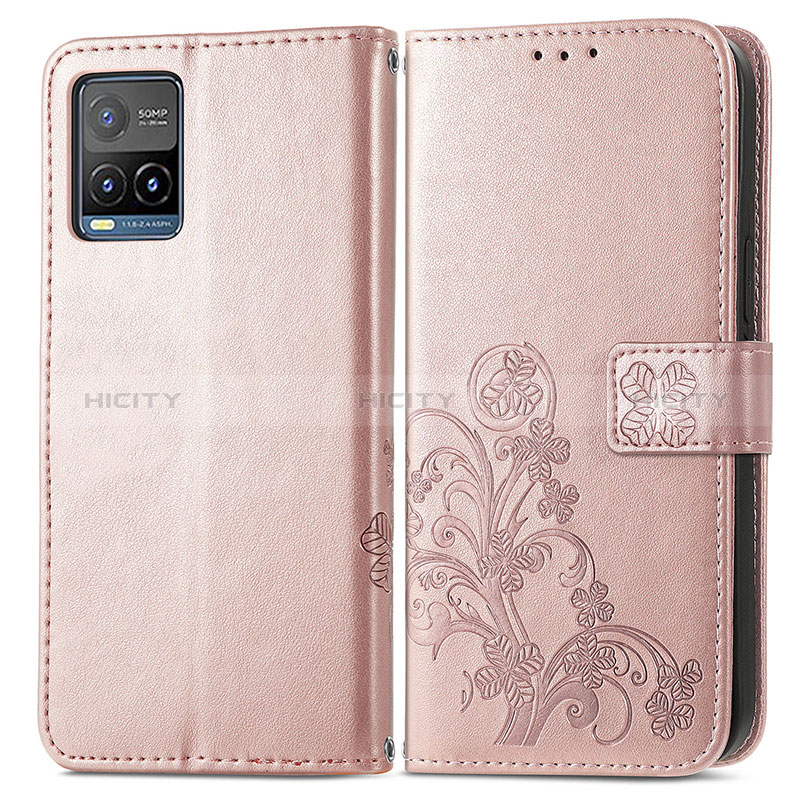 Coque Portefeuille Fleurs Livre Cuir Etui Clapet pour Vivo Y21G Plus