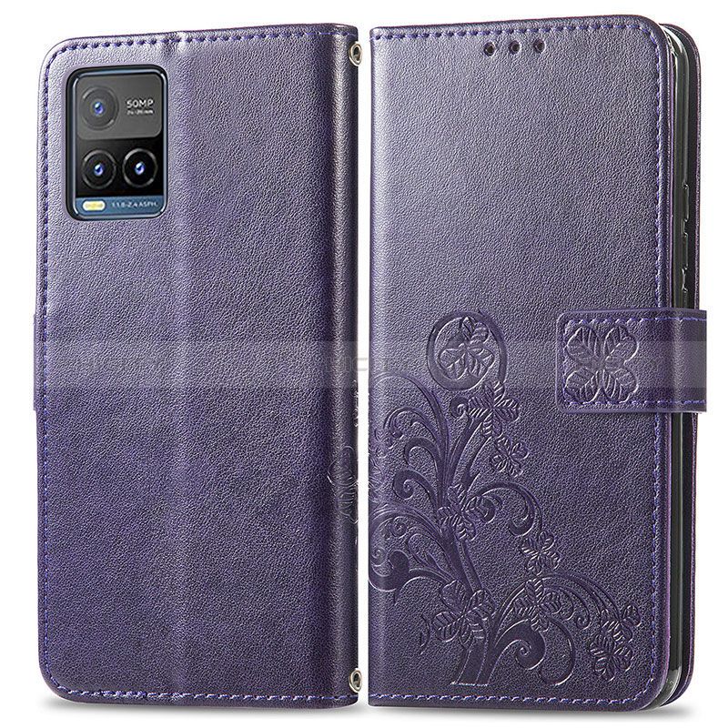 Coque Portefeuille Fleurs Livre Cuir Etui Clapet pour Vivo Y21G Plus