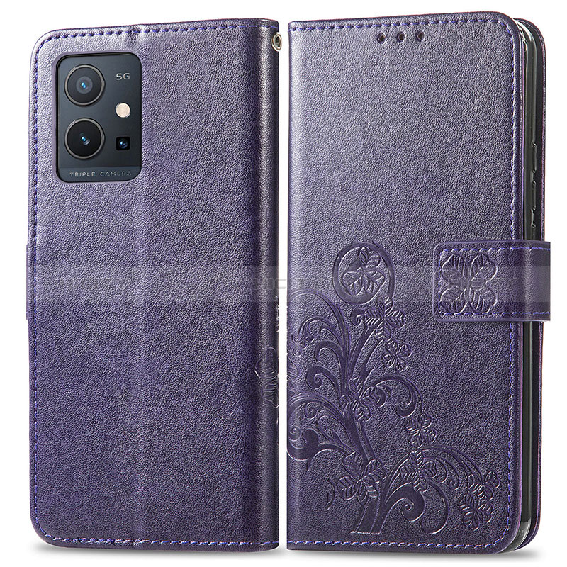 Coque Portefeuille Fleurs Livre Cuir Etui Clapet pour Vivo Y30 5G Plus