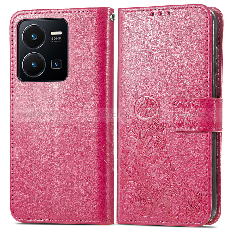 Coque Portefeuille Fleurs Livre Cuir Etui Clapet pour Vivo Y35 4G Plus