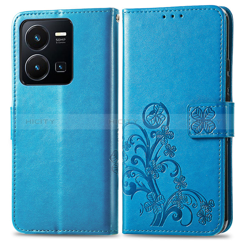 Coque Portefeuille Fleurs Livre Cuir Etui Clapet pour Vivo Y35 4G Plus