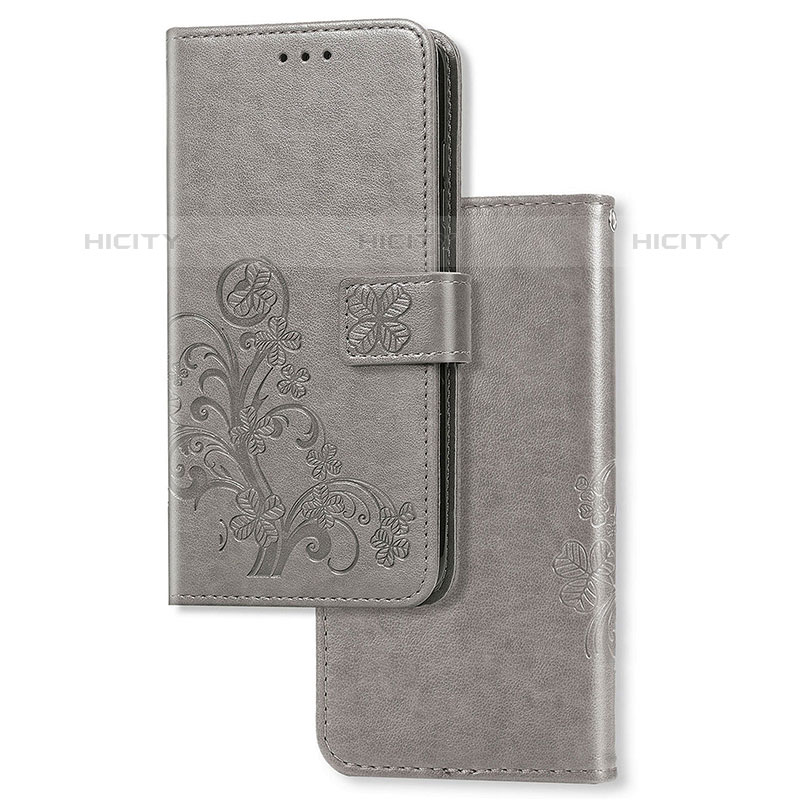 Coque Portefeuille Fleurs Livre Cuir Etui Clapet pour Vivo Y52s 5G Gris Plus