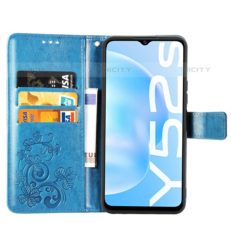 Coque Portefeuille Fleurs Livre Cuir Etui Clapet pour Vivo Y52s 5G Plus