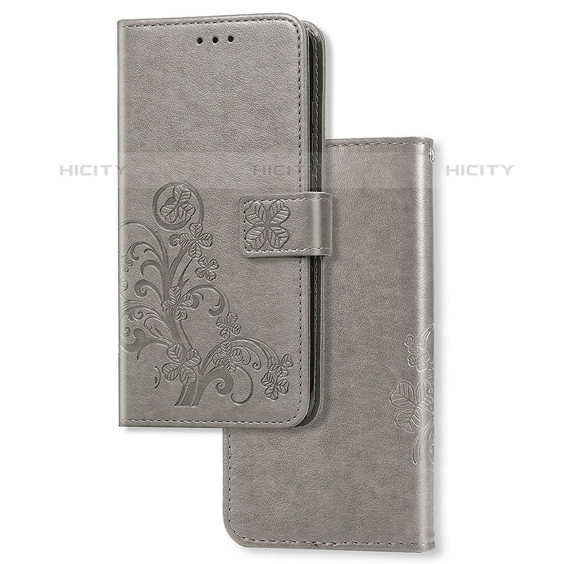 Coque Portefeuille Fleurs Livre Cuir Etui Clapet pour Vivo Y73s 5G Gris Plus