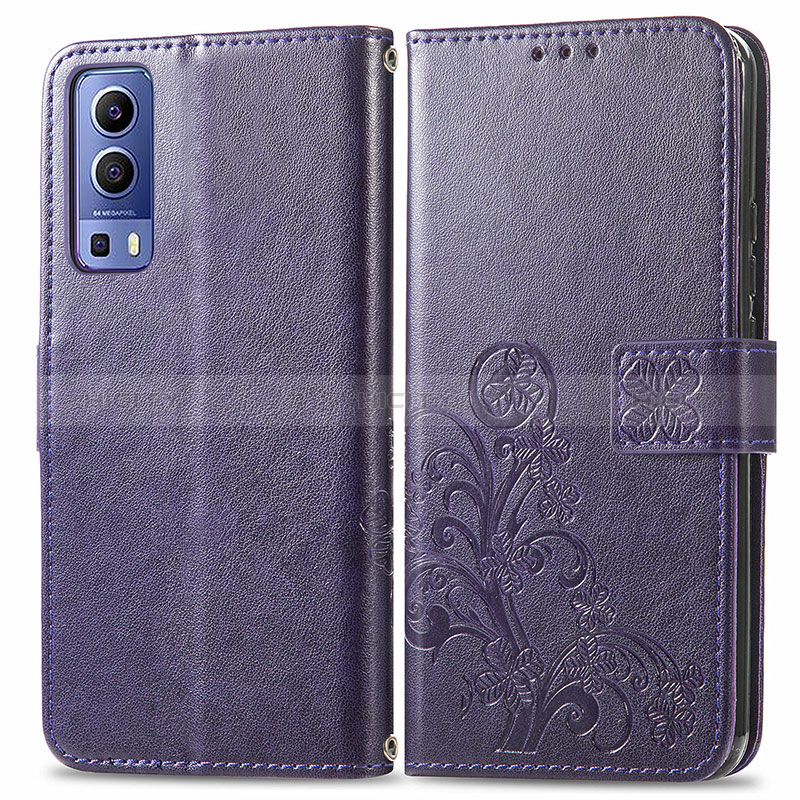 Coque Portefeuille Fleurs Livre Cuir Etui Clapet pour Vivo Y75s 5G Plus