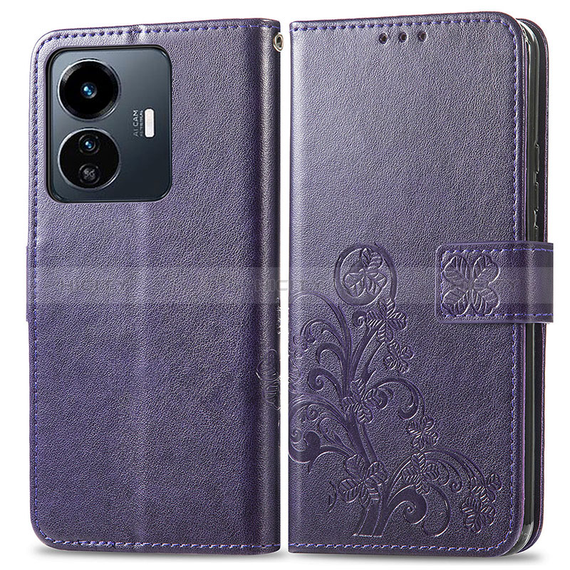 Coque Portefeuille Fleurs Livre Cuir Etui Clapet pour Vivo Y77e 5G Plus