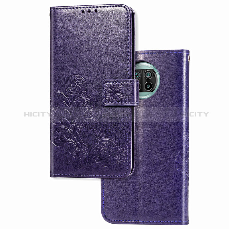 Coque Portefeuille Fleurs Livre Cuir Etui Clapet pour Xiaomi Mi 10i 5G Violet Plus