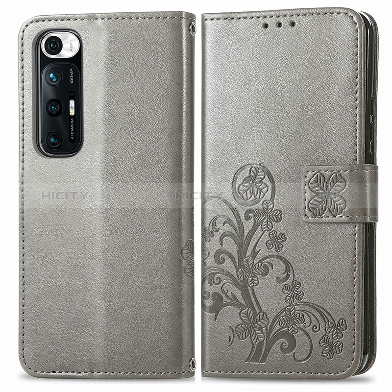 Coque Portefeuille Fleurs Livre Cuir Etui Clapet pour Xiaomi Mi 10S 5G Gris Plus