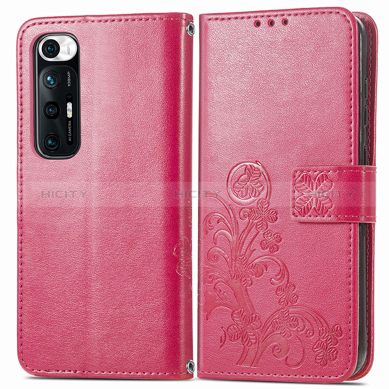 Coque Portefeuille Fleurs Livre Cuir Etui Clapet pour Xiaomi Mi 10S 5G Rouge Plus