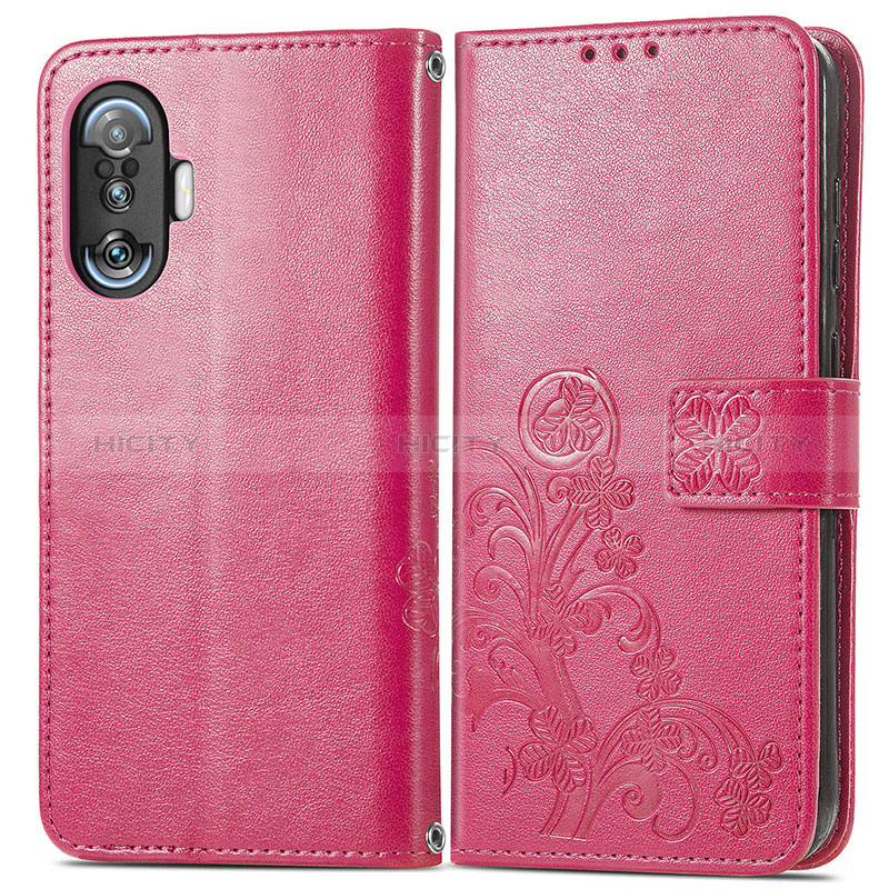 Coque Portefeuille Fleurs Livre Cuir Etui Clapet pour Xiaomi Poco F3 GT 5G Rouge Plus