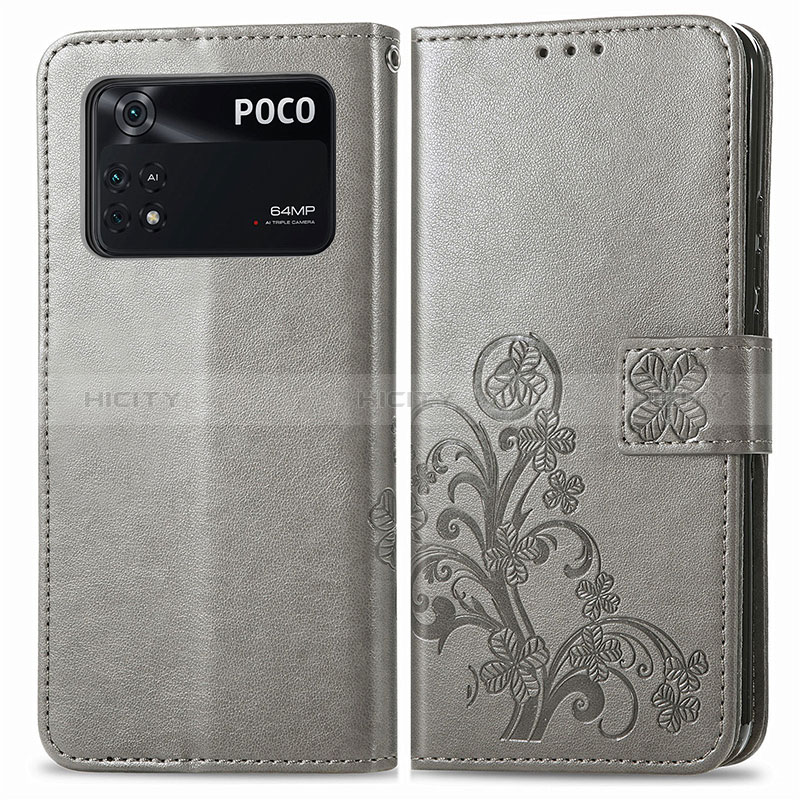 Coque Portefeuille Fleurs Livre Cuir Etui Clapet pour Xiaomi Poco M4 Pro 4G Plus