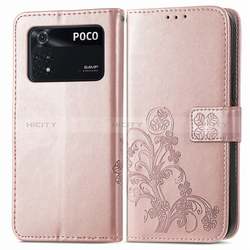 Coque Portefeuille Fleurs Livre Cuir Etui Clapet pour Xiaomi Poco M4 Pro 4G Plus