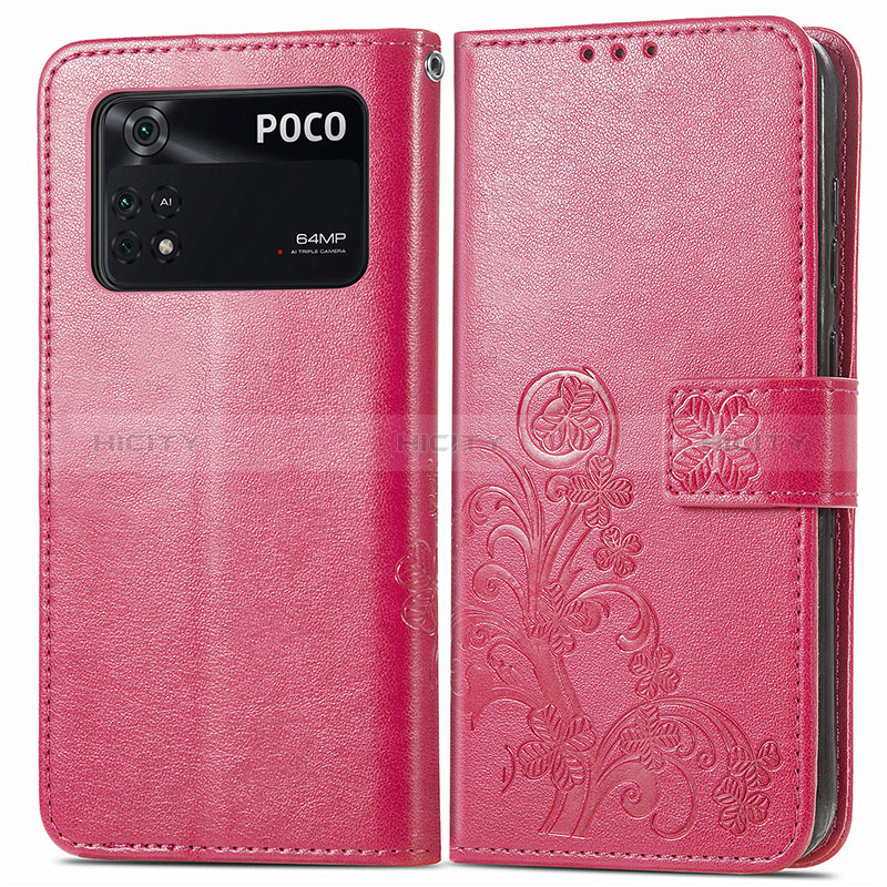 Coque Portefeuille Fleurs Livre Cuir Etui Clapet pour Xiaomi Poco M4 Pro 4G Plus