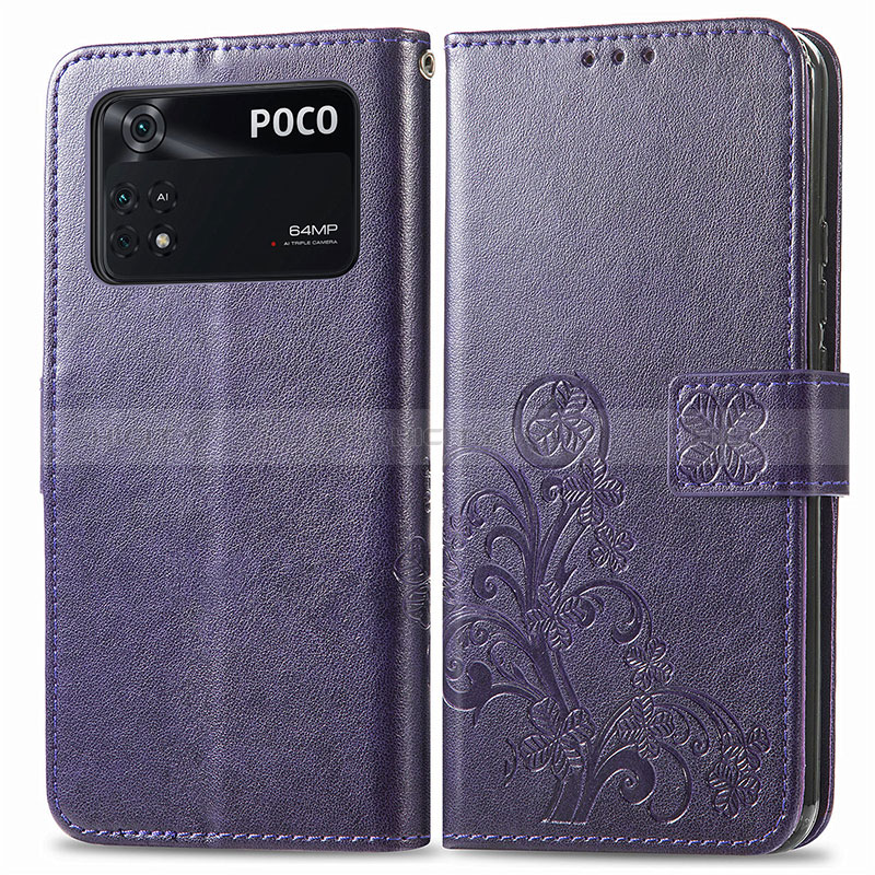 Coque Portefeuille Fleurs Livre Cuir Etui Clapet pour Xiaomi Poco M4 Pro 4G Plus