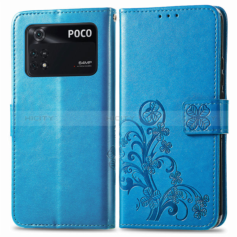 Coque Portefeuille Fleurs Livre Cuir Etui Clapet pour Xiaomi Poco M4 Pro 4G Plus