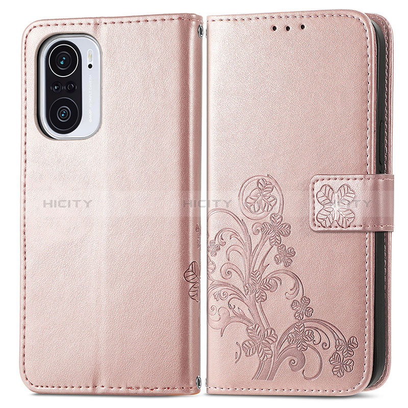 Coque Portefeuille Fleurs Livre Cuir Etui Clapet pour Xiaomi Redmi K40 5G Rose Plus