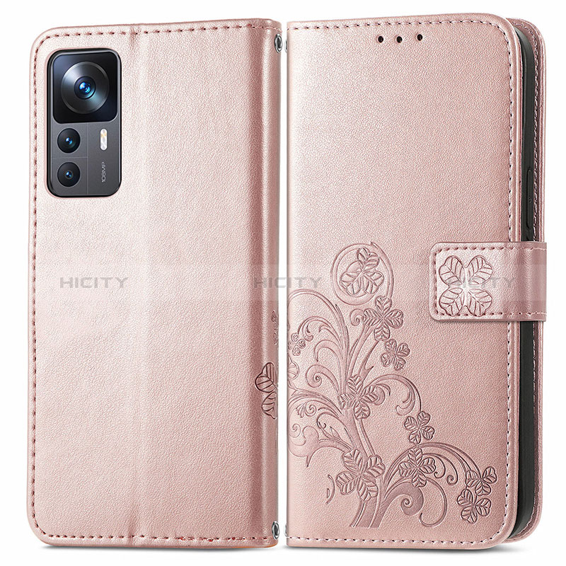 Coque Portefeuille Fleurs Livre Cuir Etui Clapet pour Xiaomi Redmi K50 Ultra 5G Rose Plus