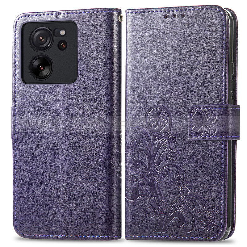 Coque Portefeuille Fleurs Livre Cuir Etui Clapet pour Xiaomi Redmi K60 Ultra 5G Violet Plus