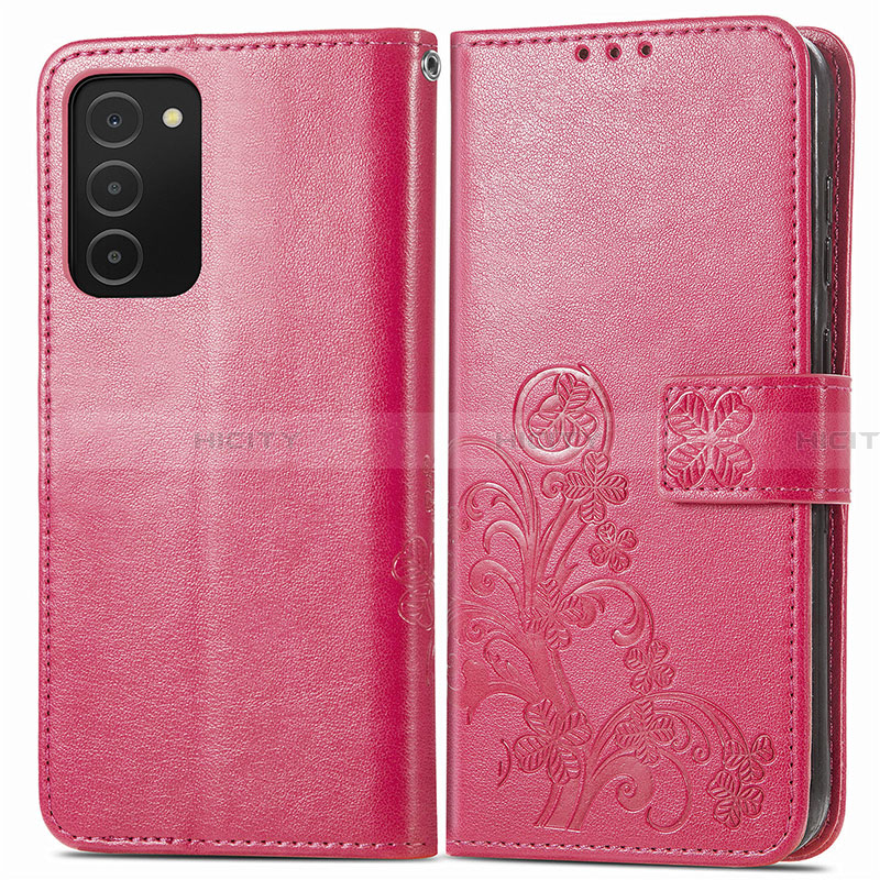 Coque Portefeuille Fleurs Livre Cuir Etui Clapet S01D pour Samsung Galaxy F02S SM-E025F Rose Rouge Plus