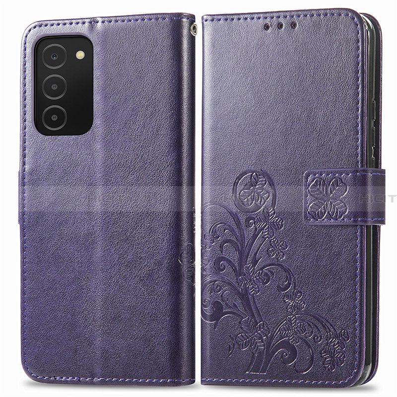 Coque Portefeuille Fleurs Livre Cuir Etui Clapet S01D pour Samsung Galaxy F02S SM-E025F Violet Plus